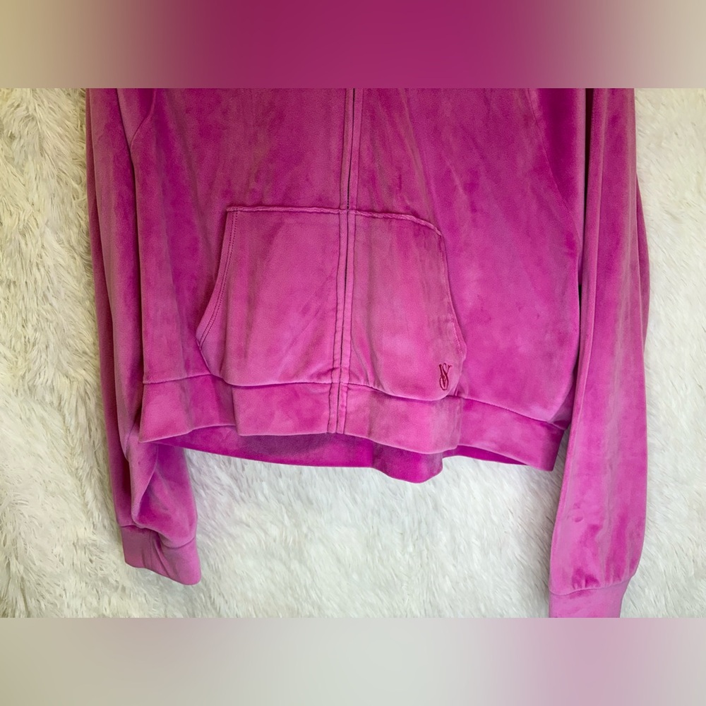 Victoria's Secret On Point Pink Soft Velour Velvet Zip-Up Hoodie | Size Large 💗✨ - Picture 8 of 17